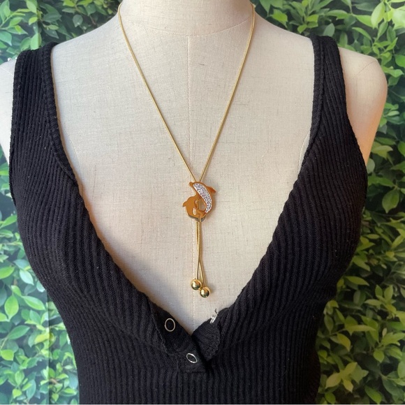 GOLD/ SILVER Dolphin 🐬 Eternity Lariat Necklace - Picture 4 of 11